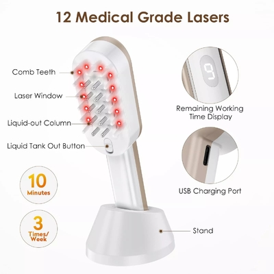 New Metal Teeth Design Hair Loss Treatment Ems Laser Vibration Massage Electric Hair Regrowth Comb With Liquid Guide